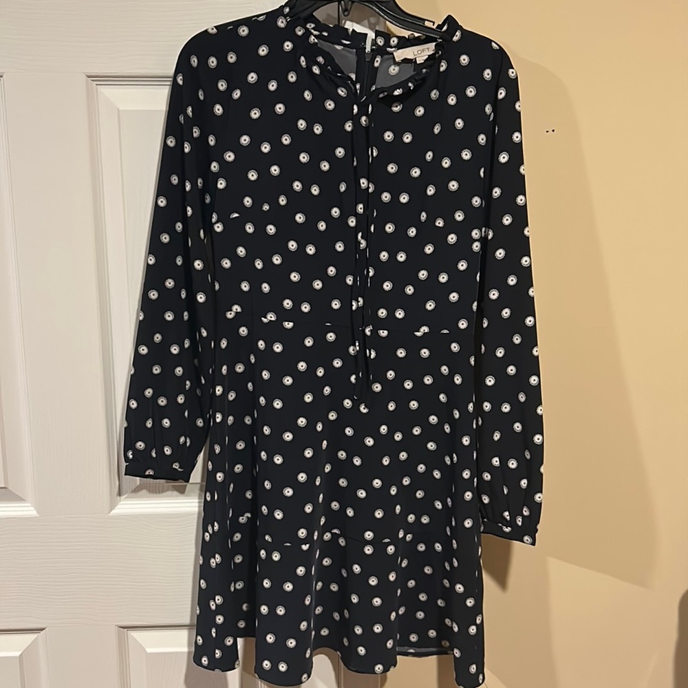 Loft floral dress with tie neckline